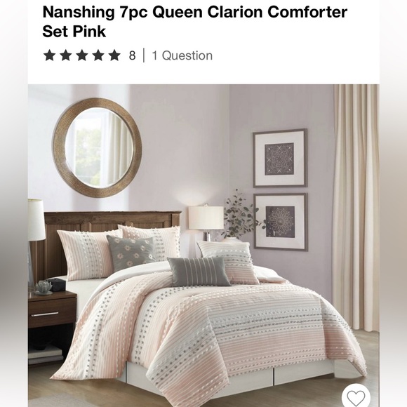 Other - NWOT Clarion 7-Piece Queen Comforter Set in Pink